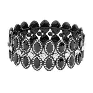 Jet Black Marquise Stone Accented Stretch Evening Bracelet. Get ready with these Stretch evening Bracelet, put on a pop of color to complete your ensemble. Perfect for adding just the right amount of shimmer & shine and a touch of class to special events. Perfect Birthday Gift, Anniversary Gift, Mother's Day Gift, Graduation Gift.