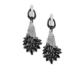Jet Black Marquise Stone Cluster Accented Evening Earrings, put on a pop of color to complete your ensemble. Perfect for adding just the right amount of shimmer & shine and a touch of class to special events. Perfect Birthday Gift, Anniversary Gift, Mother's Day Gift, Graduation Gift.