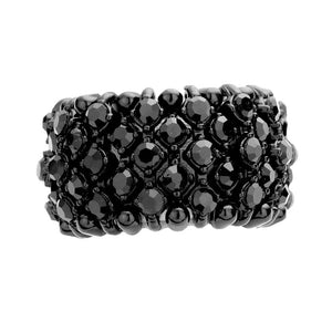 Jet Black Rhinestone Accented Stretch Ring, Get ready with these Stretch Ring, put on a pop of color to complete your ensemble. Perfect for adding just the right amount of shimmer & shine and a touch of class to special events. Perfect Birthday Gift, Anniversary Gift, Mother's Day Gift, Graduation Gift.