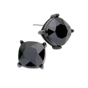 Jet Black Square Stone Stud Earrings. Look like the ultimate fashionista with these Earrings! Add something special to your outfit this Valentine! Special It will be your new favorite accessory. Perfect Birthday Gift, Mother's Day Gift, Anniversary Gift, Graduation Gift, Prom Jewelry, Valentine's Day Gift, Thank you Gift.