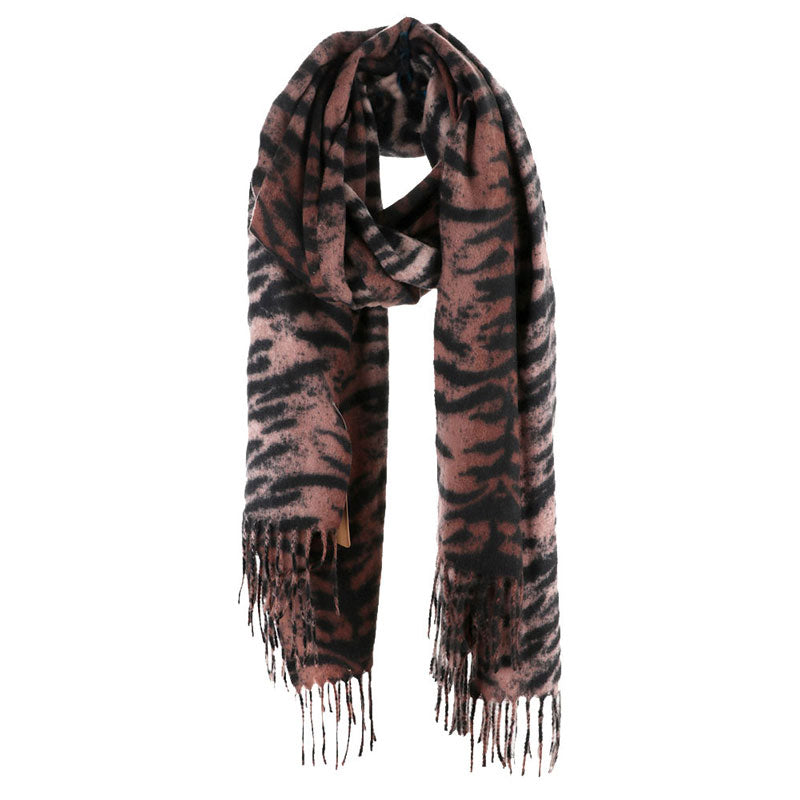 Brown Animal Print Tassel Oblong Scarf, Accent your look with this soft, highly versatile scarf. Great for daily wear in the cold winter to protect you against chill, classic infinity-style scarf & amps up the glamour with plush material that feels amazing snuggled up against your cheeks.