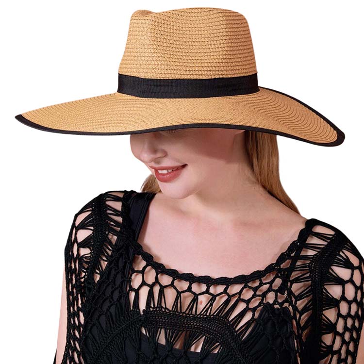 Black Band Trimmed Straw Sun Hat – Madeline Love display picture 3