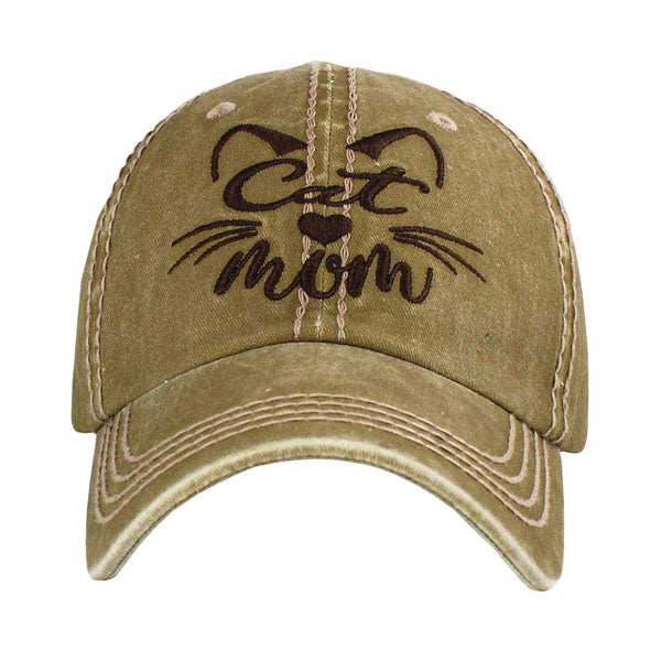 Khaki Cat Mom Message Vintage Baseball Cap, it is an adorable baseball cap that has a vintage look, giving it that lovely appearance. Adjustable snapback closure tab with a mesh back and a pre-curved bill. Fun cool mother themed message vintage cap perfect for those who love the animal. Perfect for walking in the sun or rain. No matter where you go on the beach or summer party it will keep you cool and comfortable.