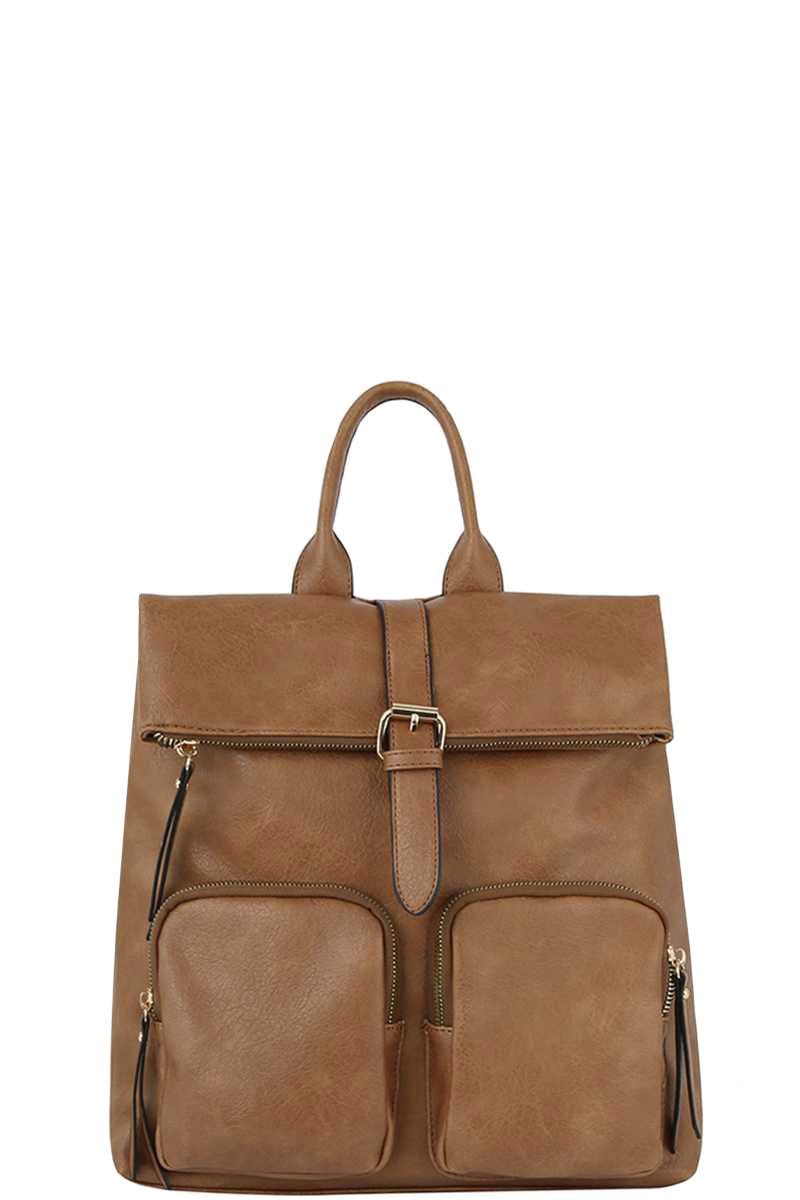 Leather Look Fold Over Bag