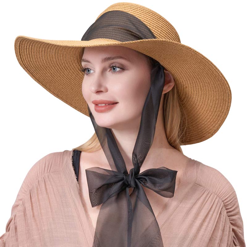 Khaki Mesh Ribbon Floppy Straw Sun Hat, a beautiful & comfortable sun hat is suitable for summer wear to amp up your beauty & make you more comfortable everywhere. Perfect for keeping the sun off your face, neck, and shoulders. It's an excellent gift item for your friends & family or loved ones this summer.