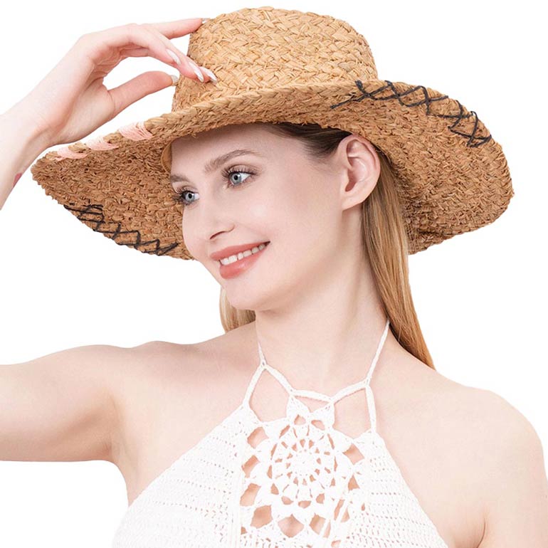 Khaki Raffia Pointed Straw Sun Hat, This raffia Pointed Straw sun hat features a large brim and a lovely textured hat bucket. Not only functional but very stylish, the Sun Hat will give your outfit an individual, elegant touch. Perfect gifts for weddings, holidays, or any occasion. Due to this, all eyes are fixed on you.