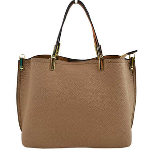 Khaki Simpler Times Bucket Crossbody Bags For Women. A great everyday casual shoulder bag composed of Faux leather. A simple design with subtle gold hardware details on the closure.  Magnetic snap closure for an inner zipper pouch opening spacious to hold your phone, wallet, and other essentials securely.
