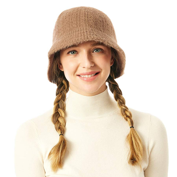 Khaki Soft Cable Knit Solid Bucket Hat, show your trendy side with this Knit Bucket Hat. Adds a great accent to your wardrobe. This elegant, timeless & classic Bucket Hat looks fashionable. Perfect for a bad hair day, or simply casual everyday wear.  Accessorize the fun way with this Solid bucket hat. It's the autumnal touch you need to finish your outfit in style. Awesome winter gift accessory for that fashionable on-trend friend.