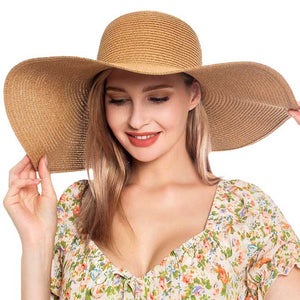 Khaki Solid Straw Sun Hat, This handy Portable Packable Roll Up Wide Brim Sun Visor UV Protection Floppy Crushable Straw Sun hat that block the sun off your face and neck. A great hat can keep you cool and comfortable. Large, comfortable, and ideal for travelers who are spending time in the outdoors.