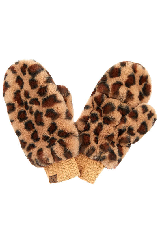Latte C.C Faux Fur Mitten Glove With Leopard Pattern, gives your look so much eye-catching texture with Leopard patterned embellishment, a cozy feel, very fashionable, attractive, cute looking in winter season. This easy and classic glove is soft and muted. Before running out the door into the cool air, you’ll want to reach for these toasty gloves to keep your hands incredibly warm, it's the autumnal touch you need to finish your outfit in style. Awesome winter gift accessory!