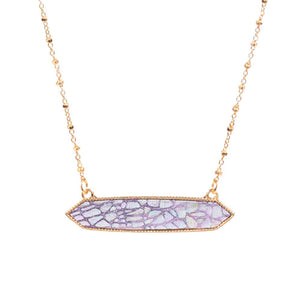 Lavendar Trendy Patterned Hexagon Pendant Necklace. Designed to accent the neckline, a fashion faithful, adds a gorgeous stylish glow to any outfit style, jewelry that fits your lifestyle! Adds a touch of beautiful inspired beauty to your look. Fabulous gift, ideal for your loved one or yourself. Perfect Birthday gift, friendship day, Mother's Day, Graduation Gift.
