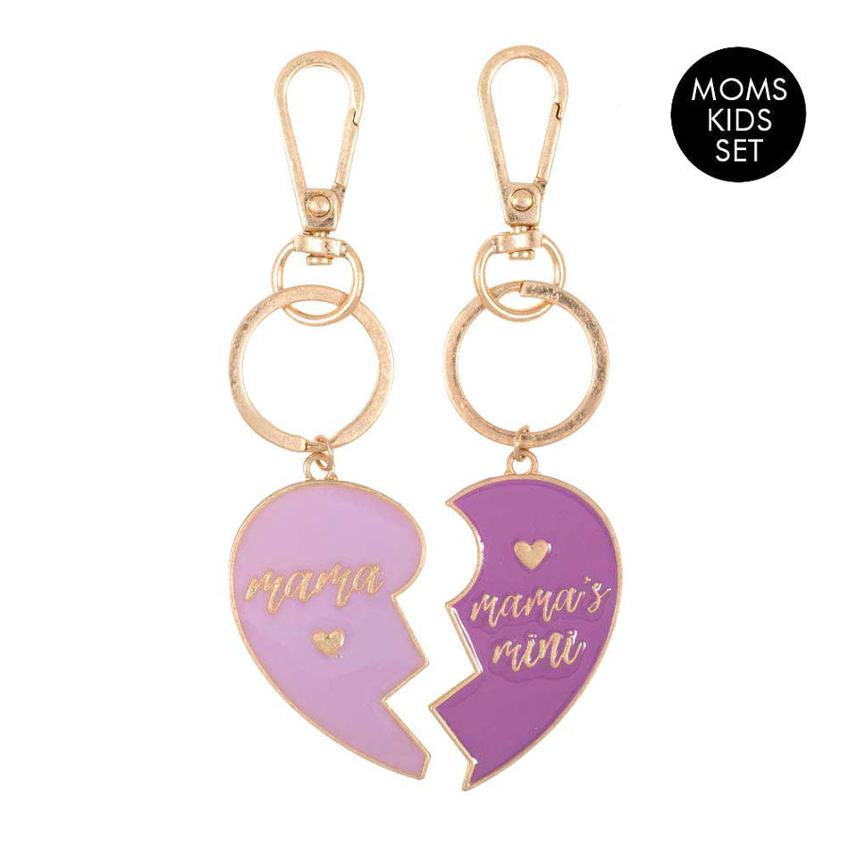 Lavender 2PCS Mama Mini Enamel Heart Moms and Kids Set Key Chains. Get your loved ones the perfect gift for this mother's Day, heart shape key chain!  this keychain is the best to carry around the keys to your treasure box or your hideout! Make your close ones feel special and make them laugh! It will be your new favorite accessory. Perfect Birthday Gift, Anniversary Gift, Mother's Day Gift, Graduation Gift, Valentine's Day Gift etc.