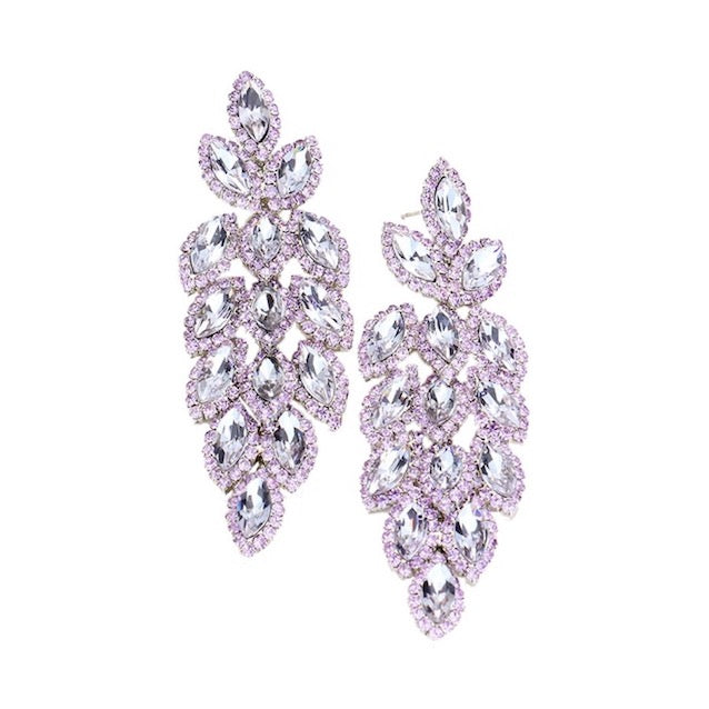 Lavender Classic, Elegant Crystal Stone Leaf Cluster Marquise Evening Earrings Crystal Leaf Earrings Marquise Earrings Special Occasion ideal for parties, weddings, graduation, prom, holidays, pair these stud back earrings with any ensemble for a polished look. Birthday Gift, Mother's Day Gift, Anniversary Gift, Quinceanera