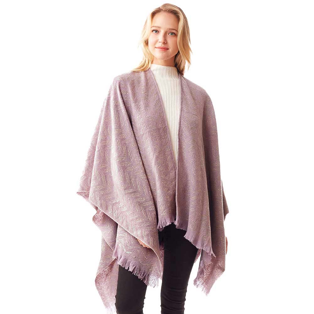 Lavender Leaf Patterned Soft Poncho, is the perfect accessory for comfort, luxury, and trendiness. You can throw it on over so many pieces elevating any casual outfit! Awesome color variety and eye-catching look will enrich your luxe and glamour to a greater extent. Will surely be one of your favorite accessories. Perfect Gift for Wife, Mom, Birthday, Holiday, Christmas, Anniversary, Fun Night Out. Stay awesome with this beautiful poncho!