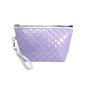 Lavender Quilted Shiny Puffer Pouch Bag, small colorful shiny puffer pouch bag, perfect for money, credit cards, keys or coins, comes with a wristlet for easy carrying, light and simple. Put it in your bag and find it quickly with it's bright colors. Great for running small errands while keeping your hands free. 