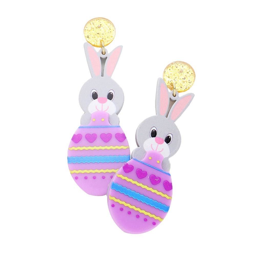 Lavender Resin Easter Bunny Egg Dangle Earrings, Easter Bunny Egg Dangle Earrings are fun handcrafted jewelry that fits your lifestyle, adding a pop of pretty color. Perfect for the festive season, embrace the Easter spirit with these cute earrings. Surprise your loved ones on this Easter Sunday occasion.