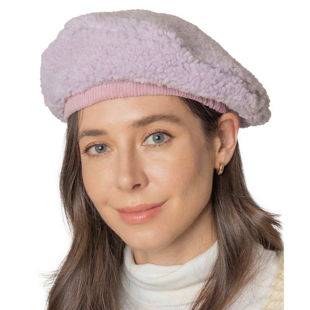 Lavender Solid Sherpa Beret Hat, is made with care and love from very soft and warm yarn that keeps you warm and toasty on cold days and on winter days out. An awesome winter gift accessory! Wear this hat to keep yourself warm in a stylish way at any place any time. The perfect gift for Birthdays, Christmas, Stocking stuffers, holidays, anniversaries, and Valentine's Day, to friends, family, and loved ones. Enjoy the winter with this Sherpa Beret Hat.