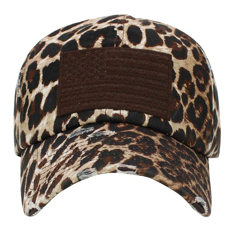 Leopard American USA Flag Vintage Baseball Cap, Show your patriotic side with this cute patriotic  USA flag style American Flag baseball cap. Perfect to keep the sun out of your eyes, and to pull your hair back during exercises such as walking, running, biking and more! Adjustable Velcro strap gives you the perfect fit. 