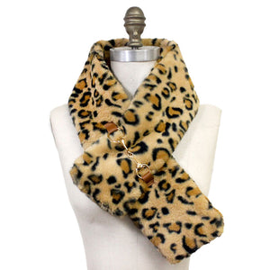 Leopard Faux Fur Leather Pull Through Scarf, accent your look with this soft, highly versatile plaid scarf. A rugged staple brings a classic look, adds a pop of color & completes your outfit, keeping you cozy & toasty. Perfect Gift Birthday, Holiday, Christmas, Anniversary, Valentine's Day