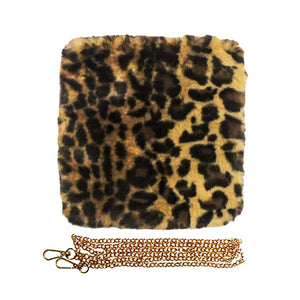 Leopard Leopard Patterned Faux Fur Square Crossbody Bag, amps up your beauty with any outfit and makes your confidence high. Take it before going out with all of your handy items in it. It's cute and very much comfortable. Lightweight and easy to carry. Simple yet awesome and comes with a strap for easy carrying. This eye-catchy bag is the perfect accessory for carrying makeup, money, credit cards, keys or coins, etc. handy items.