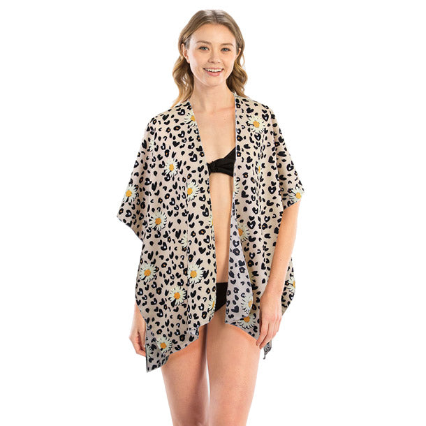 Daisy Flower Print Kimono Cover Up, Accent your look with this soft lightweight Daisy Kimono, wear over your favorite blouse & slacks for a chic stylish look, use over your bathing suit & enjoy the beach or pool. Perfect Birthday Gift, Mother's Day Gift, Anniversary Gift, Vacation Attire, Thank you Gift, Add to your Easter Ensemble, Floral Kimono Cover Up