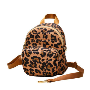 Leopard Solid Puffer Mini Backpack Bag, Great for adding fashionable accents to your daily style. This mini bag offers enough room for your daily going essentials. It can hold your wallets, keys, cell phones, makeup and other small accessories and stuff. Mini size and lovely decoration make your look chic and fashionable. These beautiful and trendy backpacks have adjustable hand straps that make your life more comfortable.