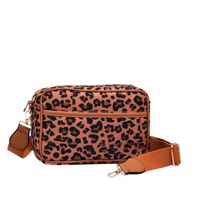 Leopard Solid Rectangle Puffer Crossbody Bag, Complete the look of any outfit on all occasions with this Puffer Crossbody Bag. This Puffer bag offers enough room for your essentials. Featuring a one-front slip Pocket, two inside slip Pockets, and a Zipper closure at the top, this bag will be your new go-to! The zipper closure design ensures the safety of your property. These beautiful and trendy Crossbodies have adjustable and detachable hand straps that make your life more comfortable.