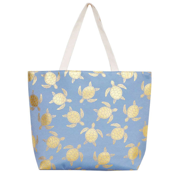 Light Blue Metallic Turtle Beach Tote Bag, Whether you are out shopping, going to the pool or beach, this tote bag is the perfect accessory. Spacious enough for carrying all of your essentials.Perfect as a beach bag to carry foods, drinks, towels, swimsuit, toys, flip flops, sun screen and more. Gift idea for your loving one!