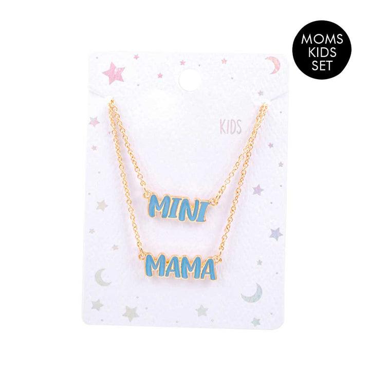 Light Blue 2PCS Enamel MINI MAMA Pendant Moms and Kids Set Necklace, This is a beautiful set of matching MAMA/MINI Message pendant Necklace. These make a perfect gift for a mama and daughter duo, or any ladies who want to show their special connection. Matching with your little is always fun and these Enamel Necklace make dressing up even more special! This beautiful Mom Kids set is the ideal mother's day present.