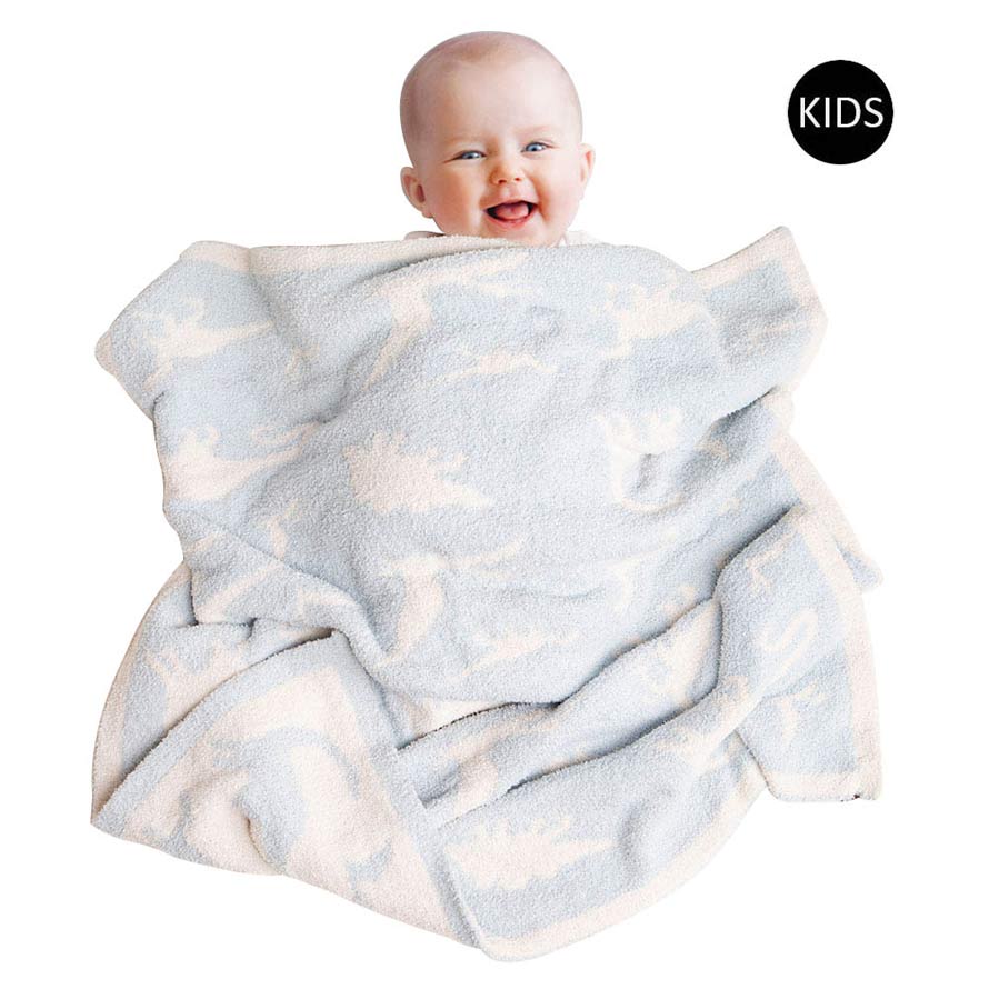 Light Blue Dinosaur Patterned Kids Blanket, is a highly versatile Dinosaur Patterned Blanket that is warm and beautiful at the same time. This reversible throw blanket is perfect for kids and adults of all ages. Give your bedroom or living room a neutral look update with a bold butterfly printed design on both sides. This beautiful blanket keeps your kids perfectly warm, cozy & toasty. 