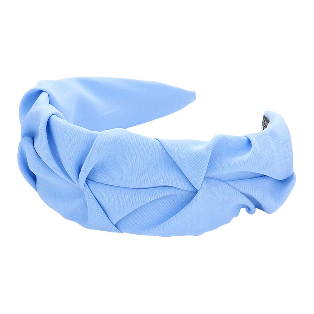 Light Blue Trendy Pleated Solid Headband, create a natural & beautiful look while perfectly matching your color with the easy-to-use pleated solid headband. Add a super neat and trendy knot to any boring style. Perfect for everyday wear, special occasions, festivals, and more. Awesome gift idea for your loved one or yourself.