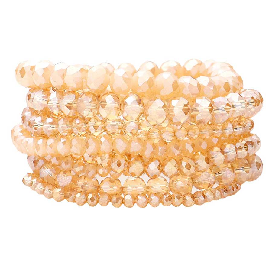 Light Col Topaz 9PCS Faceted Bead Stretch Bracelets, a timeless treasure, coordinate this 9 pieces Beaded  bracelet with any ensemble from business casual to everyday wear. Beautiful faceted Beads which are a perfect way to add pop of color and accent your style. Adds a touch of nature-inspired beauty to your look. Make your close one feel special by giving this faceted bracelet as a gift and expressing your love for your loved one on special day.