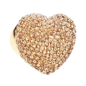 Light Col Topaz Colorful Heart Crystal Rhinestone Pave Stretchable Ring. Beautifully crafted design adds a gorgeous glow to any outfit. Jewelry that fits your lifestyle! Perfect Birthday Gift, Anniversary Gift, Mother's Day Gift, Anniversary Gift, Graduation Gift, Prom Jewelry, Just Because Gift, Thank you Gift.