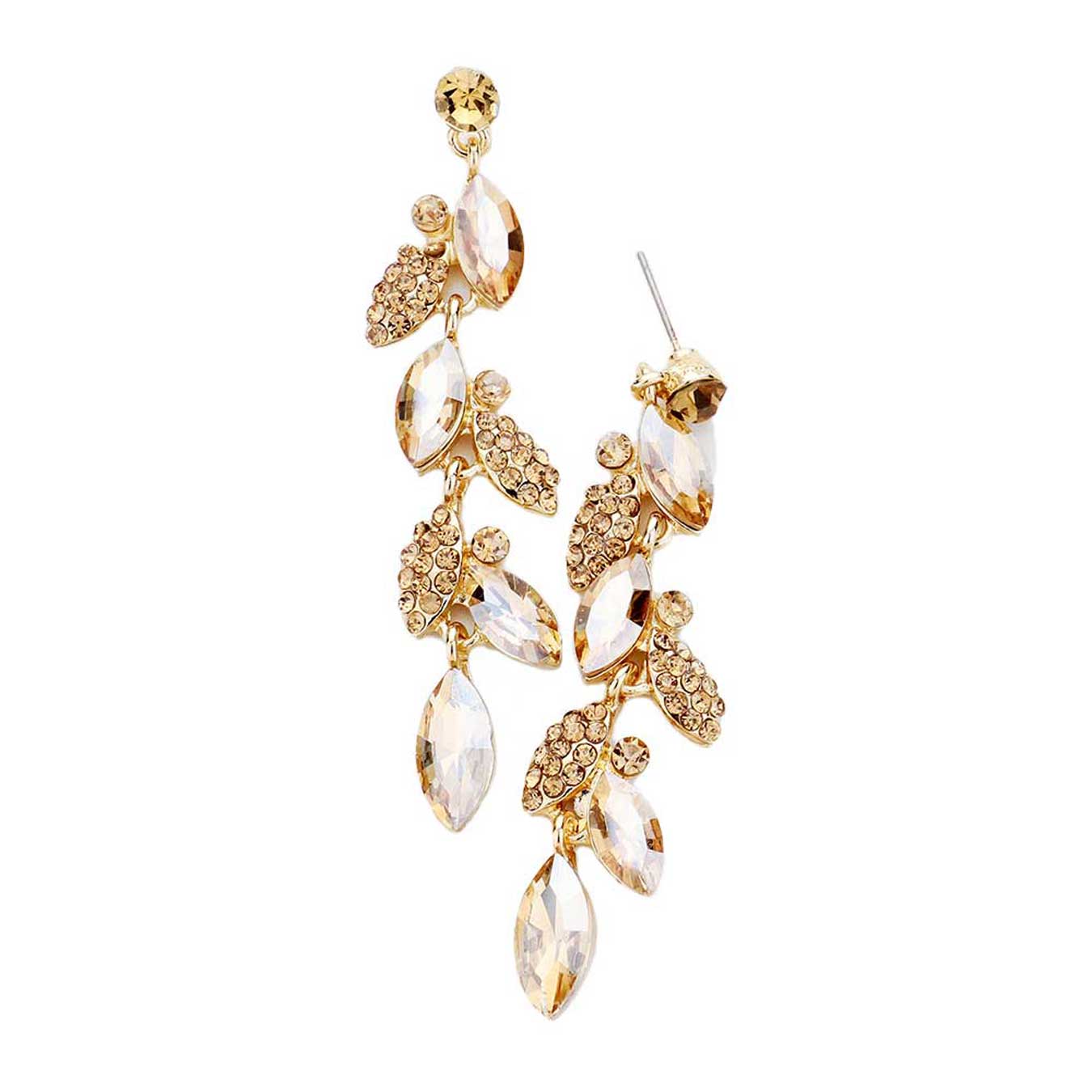 Light Col Topaz Crystal Marquise Cluster Drop Evening Earrings. Look like the ultimate fashionista with these Earrings! Add something special to your outfit this Valentine! special It will be your new favorite accessory. Perfect Birthday Gift, Anniversary Gift, Mother's Day Gift, Graduation Gift, Valentine's Day Gift.