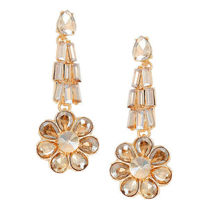 Light Col Topaz Crystal Rhinestone Flower Evening Earrings, put on a pop of color to complete your ensemble. Beautifully crafted design adds a gorgeous glow to any outfit. Perfect for adding just the right amount of shimmer & shine. Perfect for Birthday Gift, Anniversary Gift, Mother's Day Gift, Graduation Gift, Thank you Gift.