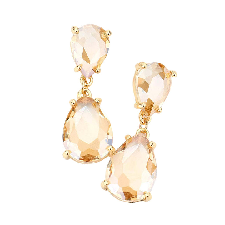 Light Col Topaz Double Teardrop Link Dangle Evening Earrings, Beautiful teardrop-shaped dangle drop earrings. These elegant, comfortable earrings can be worn all day to dress up any outfit. Wear a pop of shine to complete your ensemble with a classy style. The perfect accessory for adding just the right amount of shimmer and a touch of class to special events. Jewelry that fits your lifestyle and makes your moments awesome!