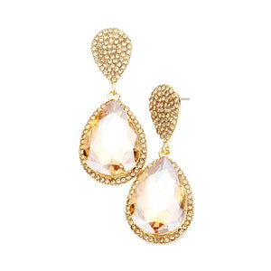 Light Col Topaz Glass Crystal Teardrop Rhinestone Trim Evening Earrings, put on a pop of color to complete your ensemble. Beautifully crafted design adds a gorgeous glow to any outfit. Perfect jewelry gift to expand a woman's fashion wardrobe with a modern, on trend style. Perfect for Birthday Gift, Anniversary Gift, Mother's Day Gift, Graduation Gift, Valentine's Day Gift.