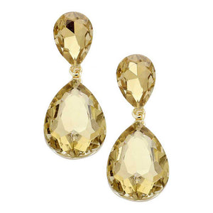 Light Col Topaz Glass Crystal Teardrop Evening Earrings. This evening earring is simple and cute, easy to match any hairstyles and clothes. Suitable for both daily wear and party dress. Great choice to treat yourself and This earrings is perfect for Holiday gift, Anniversary gift, Birthday gift, Valentine's Day gift for a woman or girl of any age.