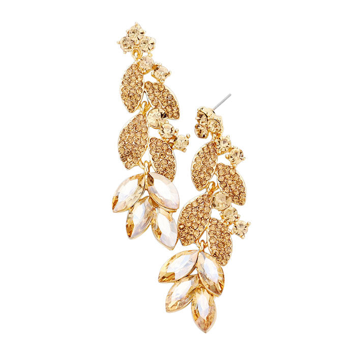 Light Col Topaz Marquise Crystal Rhinestone Vine Evening Earrings, These gorgeous rhinestone pieces will show your class in any special occasion. The elegance of these crystal evening earrings goes unmatched. Perfect jewelry to enhance your look. Awesome gift for birthday, Anniversary, Valentine’s Day or any special occasion.