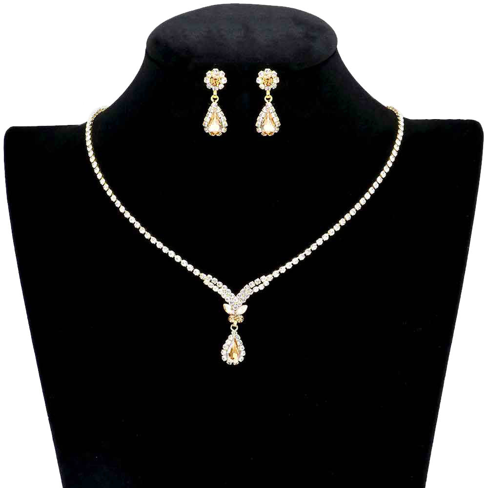 Light Col Topaz Marquise Stone Butterfly Accented Rhinestone Necklace, Simple sophisticated Butterfly Accented Stone pendant necklace provides a flash of color to any outfit style, making it a timeless jewel to add to your collection. Jewelry that fits your lifestyle! Perfect Birthday Gift, Anniversary Gift, Mother's Day Gift, Graduation Gift, Valentine’s Day gift or any special occasion.