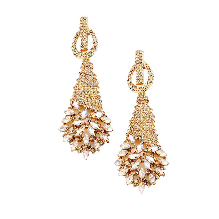 Light Col Topaz Marquise Stone Cluster Accented Evening Earrings, put on a pop of color to complete your ensemble. Perfect for adding just the right amount of shimmer & shine and a touch of class to special events. Perfect Birthday Gift, Anniversary Gift, Mother's Day Gift, Graduation Gift.