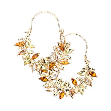 Light Col Topaz Marquise Stone Embellished Leaf Cluster Dangle Earrings. These gorgeous stone pieces will show your class in any special occasion. The elegance of these stone goes unmatched, great for wearing at a party! Perfect jewelry to enhance your look. Awesome gift for birthday, Anniversary, Valentine‚Äôs Day or any special occasion.