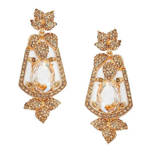 Light Col Topaz Oval Crystal Rhinestone Leaf Evening Earrings. Look like the ultimate fashionista with these Earrings! Add something special to your outfit this Valentine! special It will be your new favorite accessory. Perfect Birthday Gift, Anniversary Gift, Mother's Day Gift, Graduation Gift, Valentine's Day Gift.
