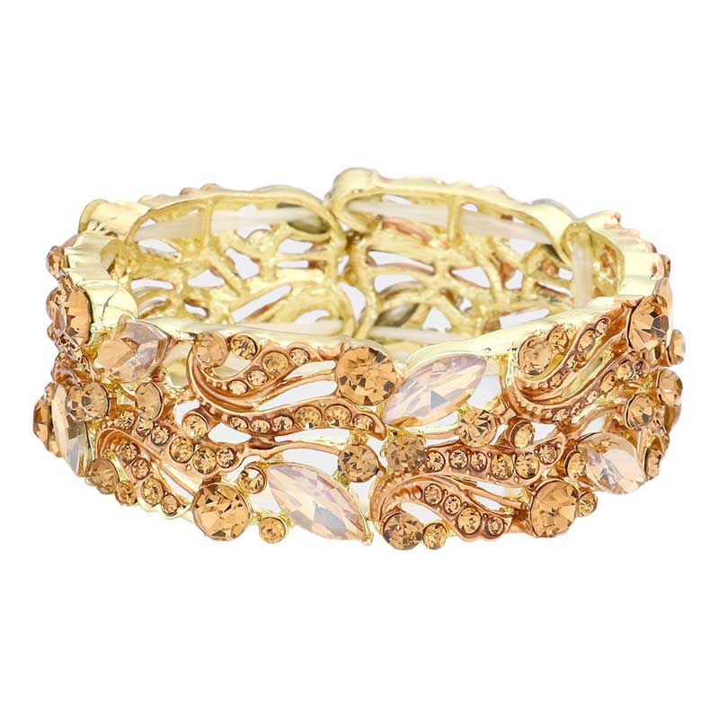 Light Col Topaz Stone Embellished Stretch Evening Bracelet, Get ready with this stone embellished stretch bracelets, Beautifully crafted design adds a gorgeous glow to any outfit. Eye-catching sparkle, sophisticated look you have been craving for! Adds a pop of pretty color to your attire, Jewelry that fits your lifestyle! Awesome gift for birthday, Anniversary, Valentine’s Day or any special occasion.