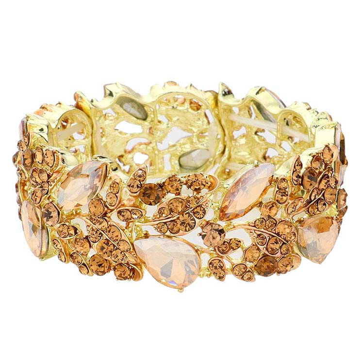 Light Col Topaz Teardrop Marquise Stone Cluster Stretch Evening Bracelet, These gorgeous marquise stone pieces will show your class on any special occasion. Eye-catching sparkle, the sophisticated look you have been craving for! This Marquise Crystal Stretch Bracelet sparkles all around with its surrounding round stones, the stylish stretch bracelet that is easy to put on, take off and comfortable to wear.