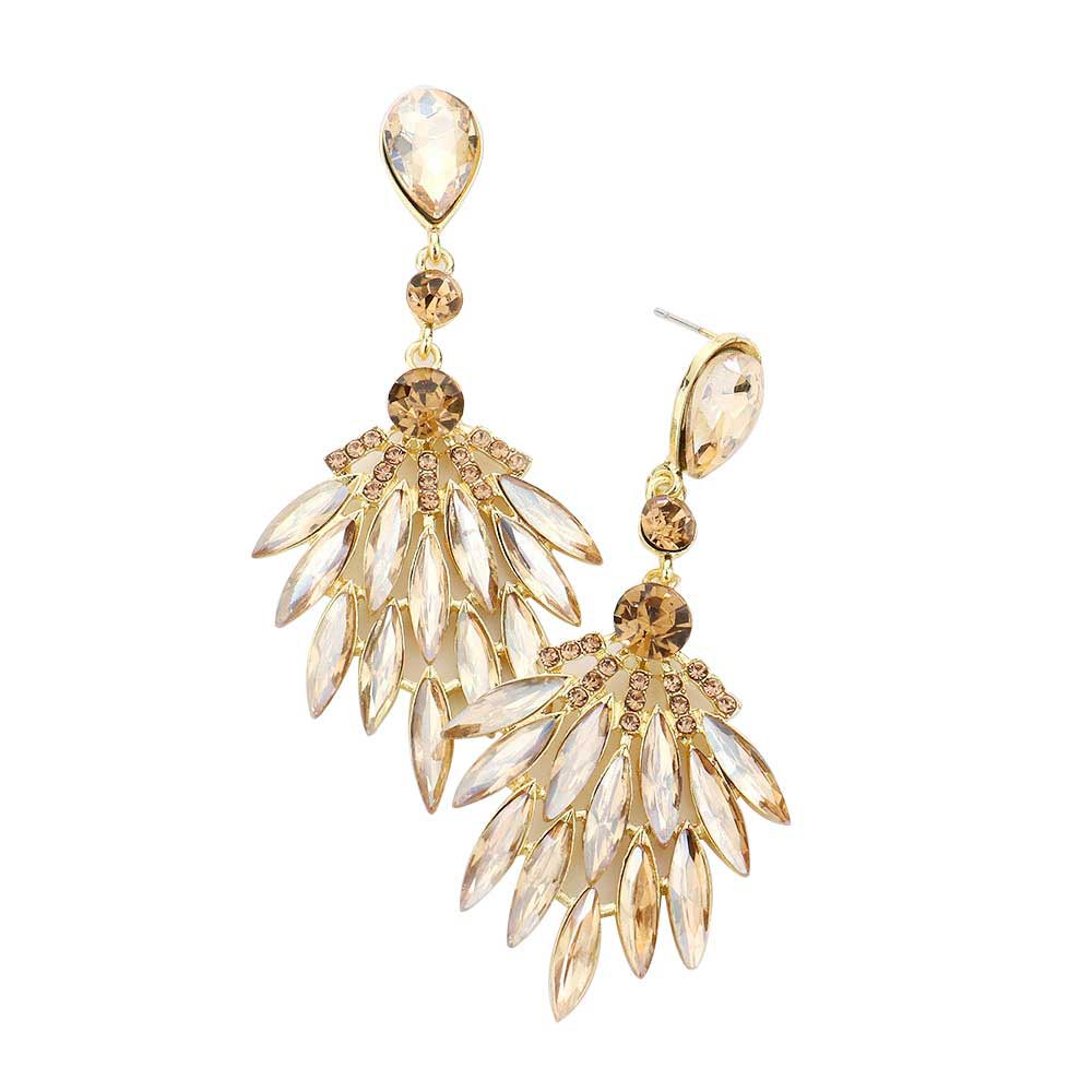 Light Col Topaz Trendy Marquise Stone Cluster Evening Earrings, Look like the ultimate fashionista with these stunning evening Earrings! Add something special to your outfit! Ideal for parties, weddings, graduation, prom, holidays, pair these studs back earrings with any ensemble for a polished look. These earrings pair perfectly with any ensemble from business casual, to night out on the town or a black-tie party.