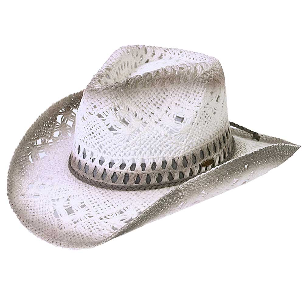 Light Gray C C Ombre Open Weave Cowboy Hat, Whether you’re lounging by the pool or attend at any event. This is a great hat that can keep you stay cool and comfortable in a party mood. Perfect Gift Cool Fashion Cowboy, Prom, birthdays, Mother’s Day, Christmas, anniversaries, holidays, Mardi Gras, Valentine’s Day, or any occasion.