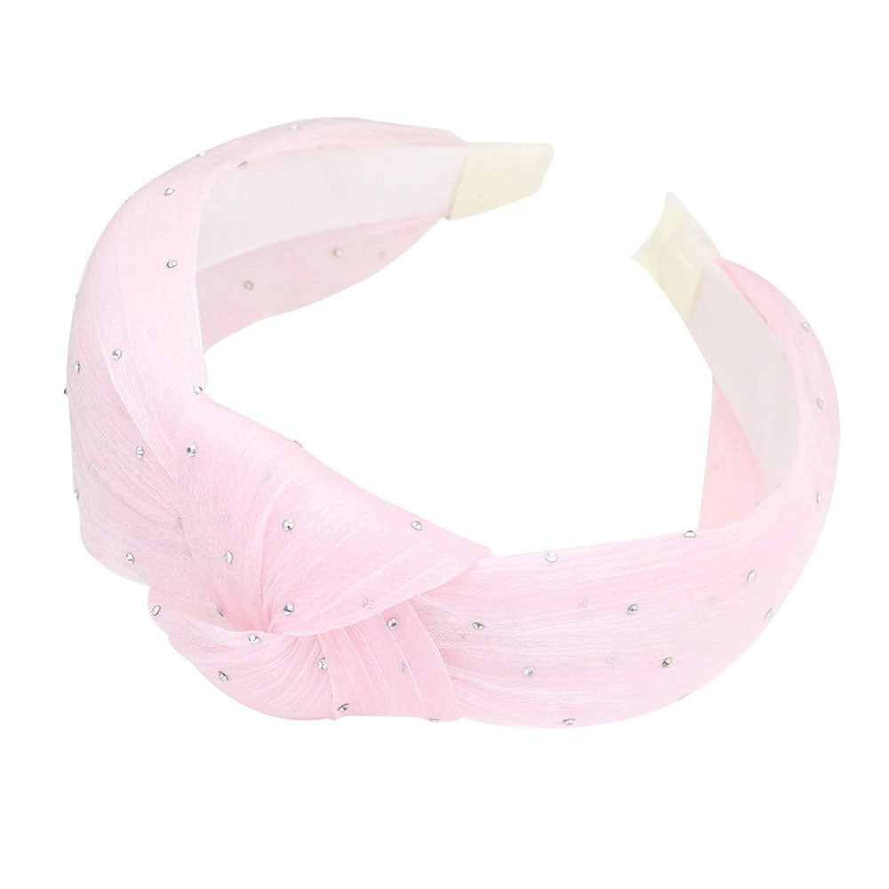 Light Pink Bling Stone Sheer Knot Headband, Take your outfit to the next level in this gorgeous Stone knot headband! This headband is an easy way to dress up your outfit. Add sparkle to your outfit with this Sheer headband with twist knot detail. Be the ultimate trendsetter wearing this chic headband with all your stylish outfits! Very beautiful accessory for ladies, For occasions: parties, birthdays, weddings, festivals, dances, celebrations, ceremonies, gift and other daily activities.