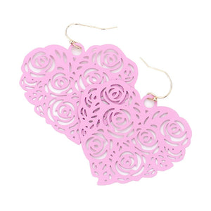 Light Pink Cut Out Flower Detailed Brass Metal Heart Dangle Earrings, Take your love for accessorizing to a new level of affection with the floral heart dangle earrings. These earrings are crafted with metal & a heart design that adds a gorgeous glow to any outfit. Adorable and will get you into that lovely mood in an instant! Wear these gorgeous earrings to make you stand out from the crowd & show your trendy choice this valentine.