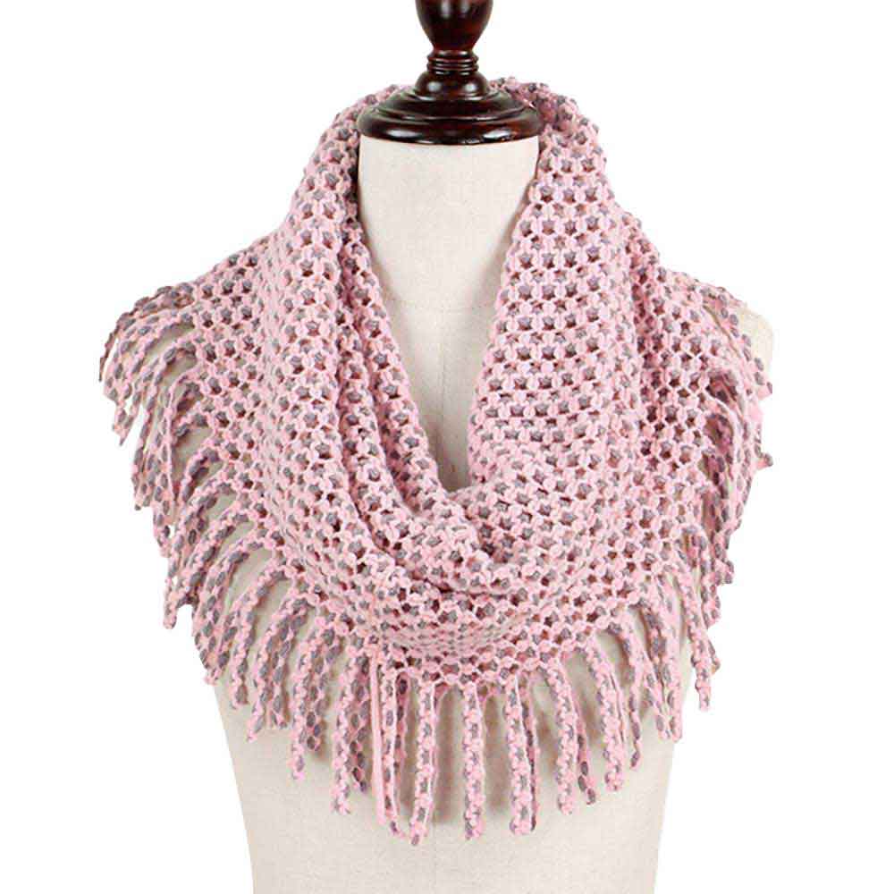 Light Pink Mini Tube Fringe Scarf, This comfortable scarf features a mini tube look available in a variety of bold colors. Full and versatile, this cute scarf is the perfect and cozy accessory to keep you warm and stylish. on trend & fabulous, a luxe addition to any cold-weather ensemble. You will always look chic and elegant wearing this feminine pieces. Great for everyday use in the chilly winter to ward against coldness. Awesome winter gift accessory!
